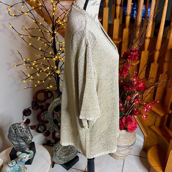 SAG HARBOR Women’s Cardigan Open Front Gold V-Neck Sweater Top Size 3X - Picture 3 of 9